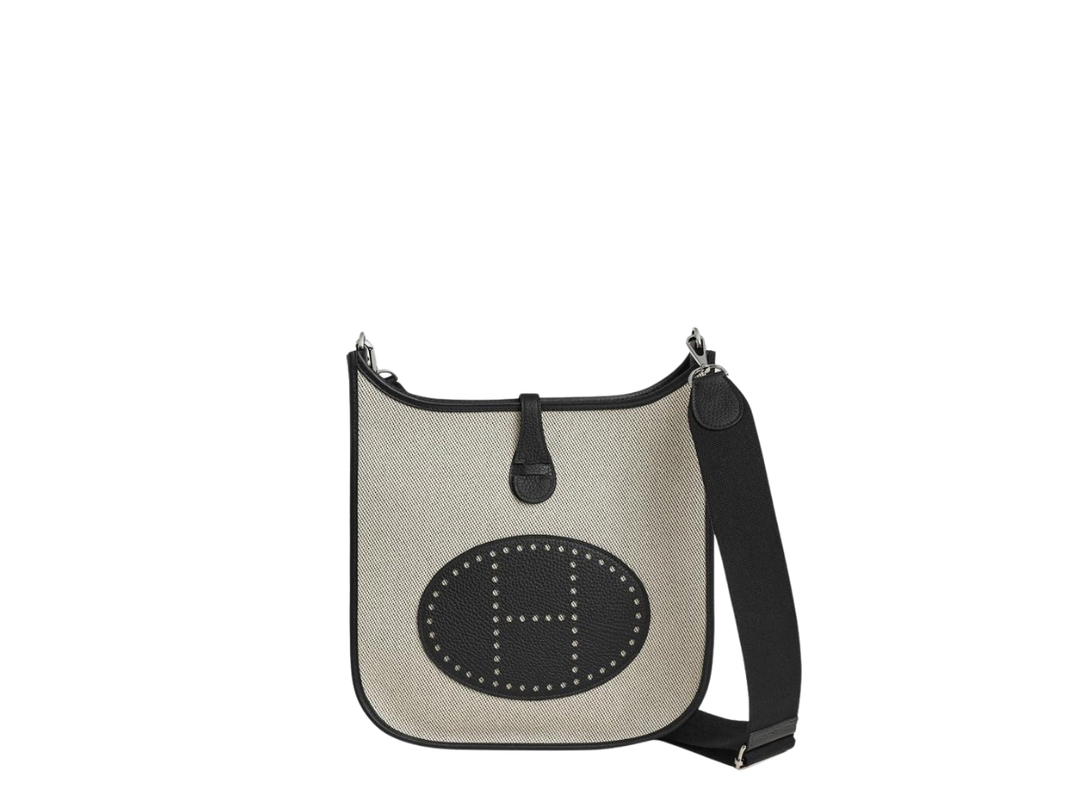 Hermes Hermes Evelyne III 29 Bag In Clemence Calfskin With Palladium Hardware Ecru Noir