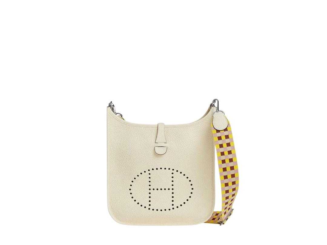 Hermes Hermes Evelyne III 29 Bag In Clemence Calfskin With Palladium Hardware Nata-Citron-Rouge H-Mauve Sylvestre