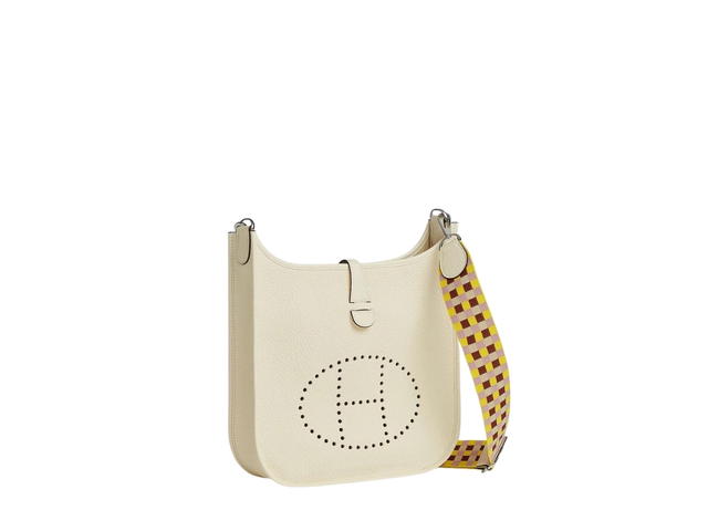 Hermes Hermes Evelyne III 29 Bag In Clemence Calfskin With Palladium Hardware Nata-Citron-Rouge H-Mauve Sylvestre - view 3