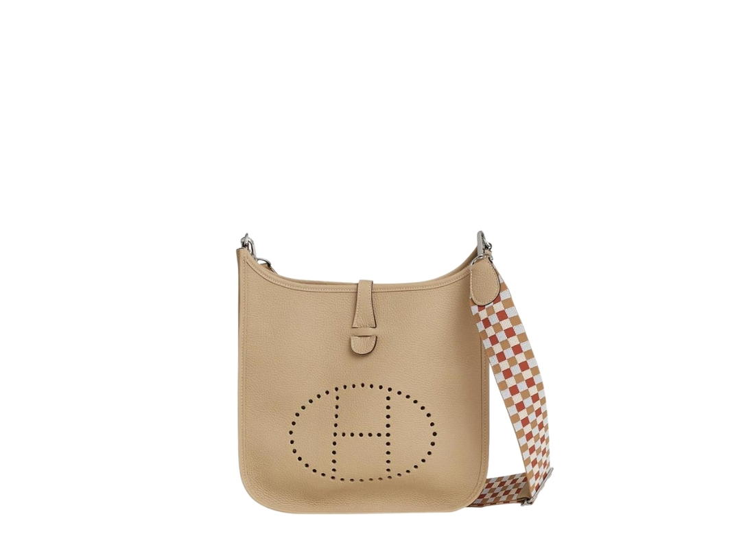 Hermes Hermes Evelyne III 29 Bag In Clemence Calfskin With Palladium Hardware Trench-Chai-Nata-Bleu Brume