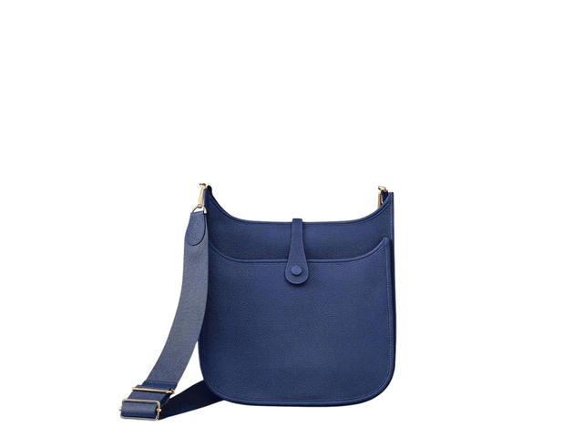 Hermes Hermes Evelyne III 29 Bag In Maurice Calfskin With Gold Hardware Bleu Saphir - view 2