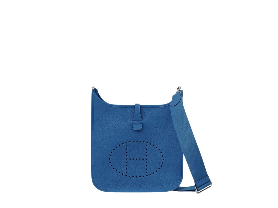 Hermes Hermes Evelyne III 29 Bag In Maurice Calfskin With Palladium Hardware Bleu France