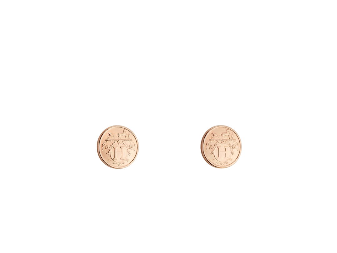 Hermes Hermes Ex-Libris Earrings Very Small Model In Hermès Ex-Libris Motif Rose Gold