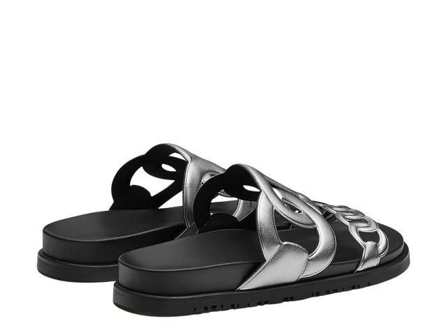Hermes Hermes Extra Sandal In Nappa Leather With Metallic Finish And Iconic Chaine d'Ancre Inspired Strap Gris Argente - view 3