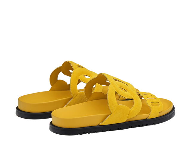 Hermes Hermes Extra Sandal In Suede Goatskin With Iconic Chaine d'Ancre Inspired Strap Jaune Sable - view 3