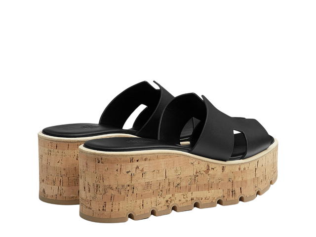 Hermes Hermes Eze 30 Sandal In Calfskin With H Cut-Out Noir - view 3