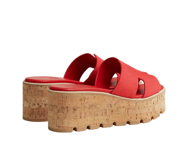 Hermes Hermes Eze 30 Sandal In Suede Goatskin With H Cut-Out Rouge Cinétique - view 3