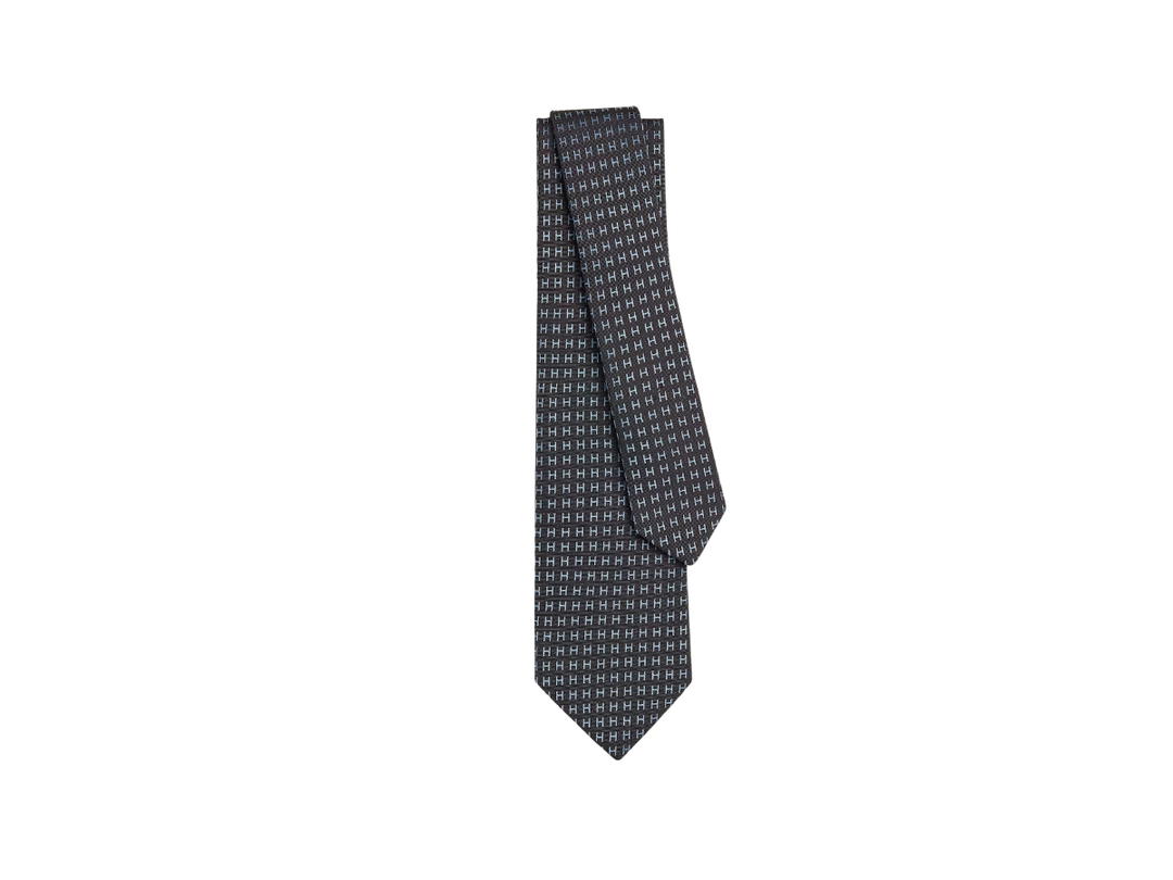 Hermes Hermes Faconnee H Bicolore Tie In Hand-Sewn Silk Twill Thalassa