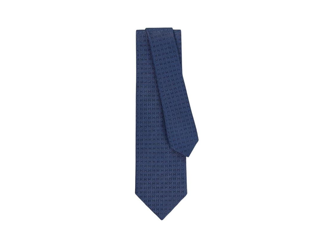 Hermes Hermes Tie Faconnee H In Hand-Sewn Silk Twill Indigo