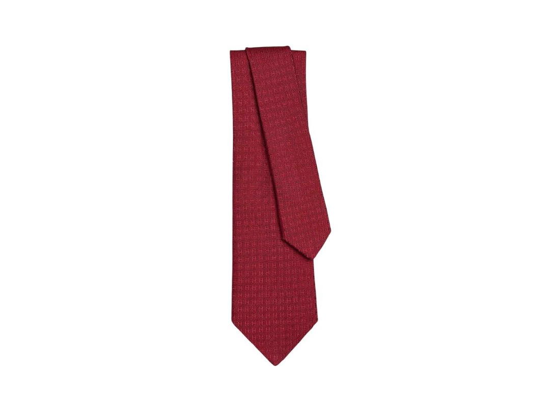 Hermes Hermes Tie Faconnee H In Hand-Sewn Silk Twill Cardinal