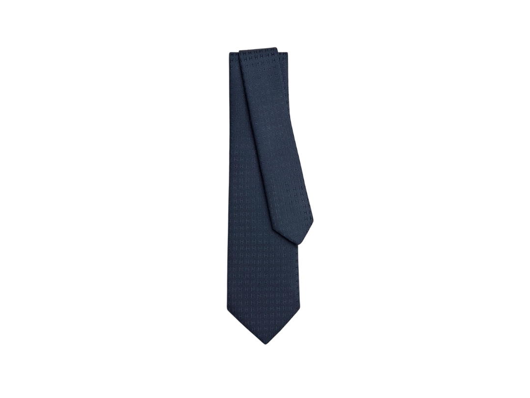 Hermes Hermes Faconnee H Tie In Hand-Sewn Silk Twill Marine