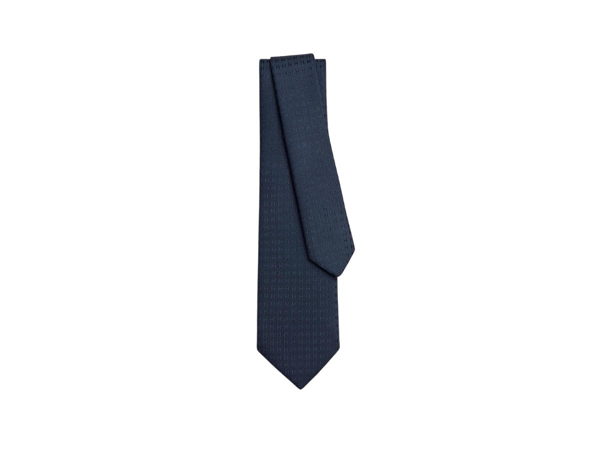Hermes Hermes Faconnee H Tie In Hand-Sewn Silk Twill Marine