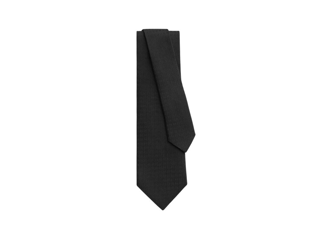 Hermes Hermes Faconnee H Tie In Hand-Sewn Silk Twill Noir