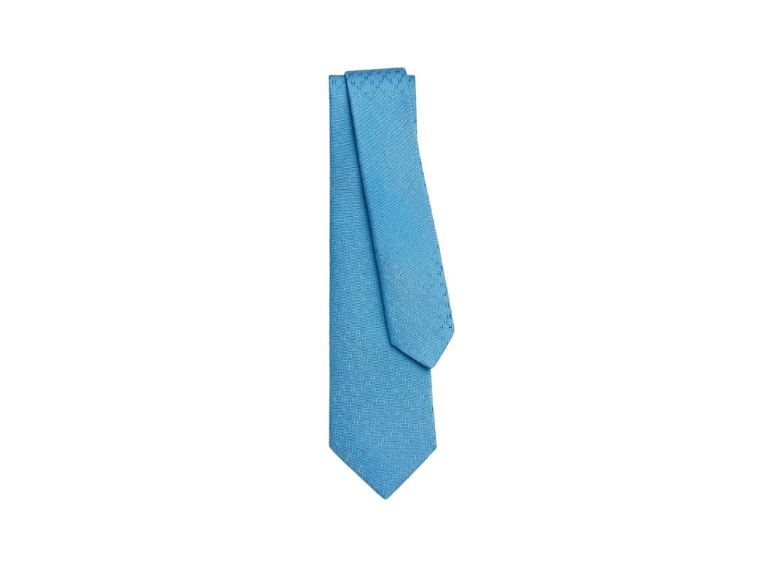 Hermes Hermes Faconnee New H Tie 7CM In Hand-Sewn Silk Twill Bleu Lac