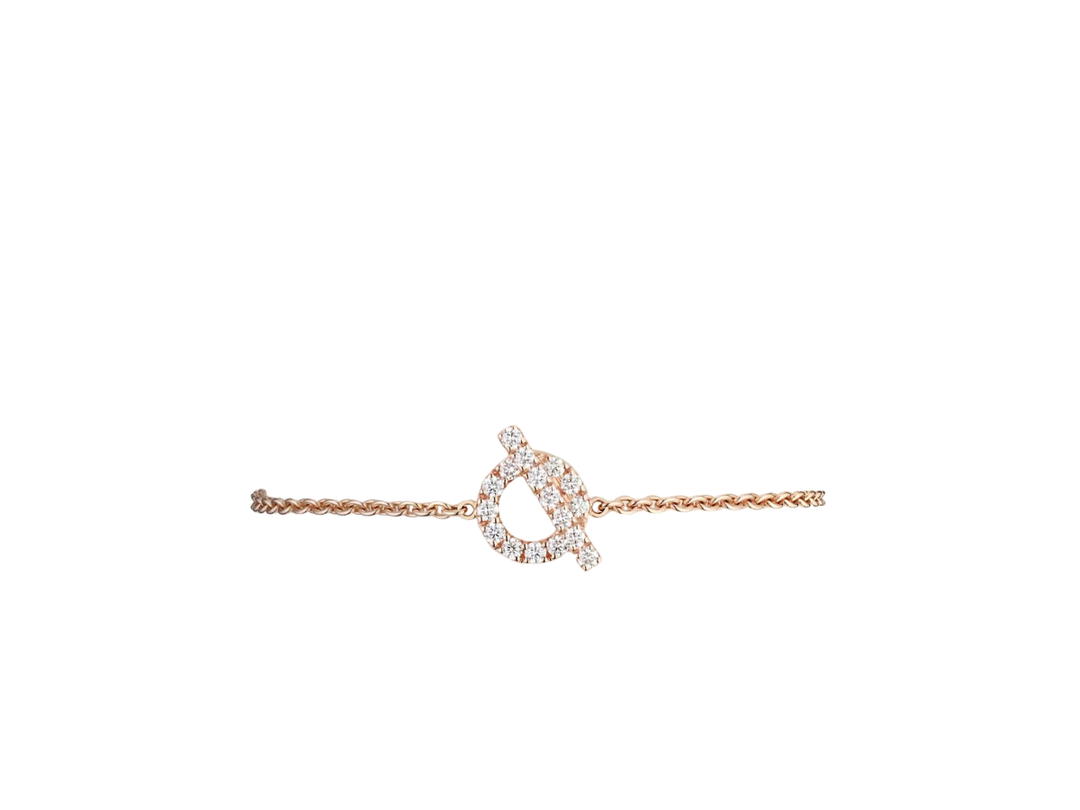 Hermes Hermes Finesse Bracelet In Rose Gold Set With Diamonds And Snap Closure