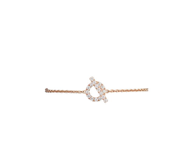 Hermes Hermes Finesse Bracelet In Rose Gold Set With Diamonds And Snap Closure - view 1