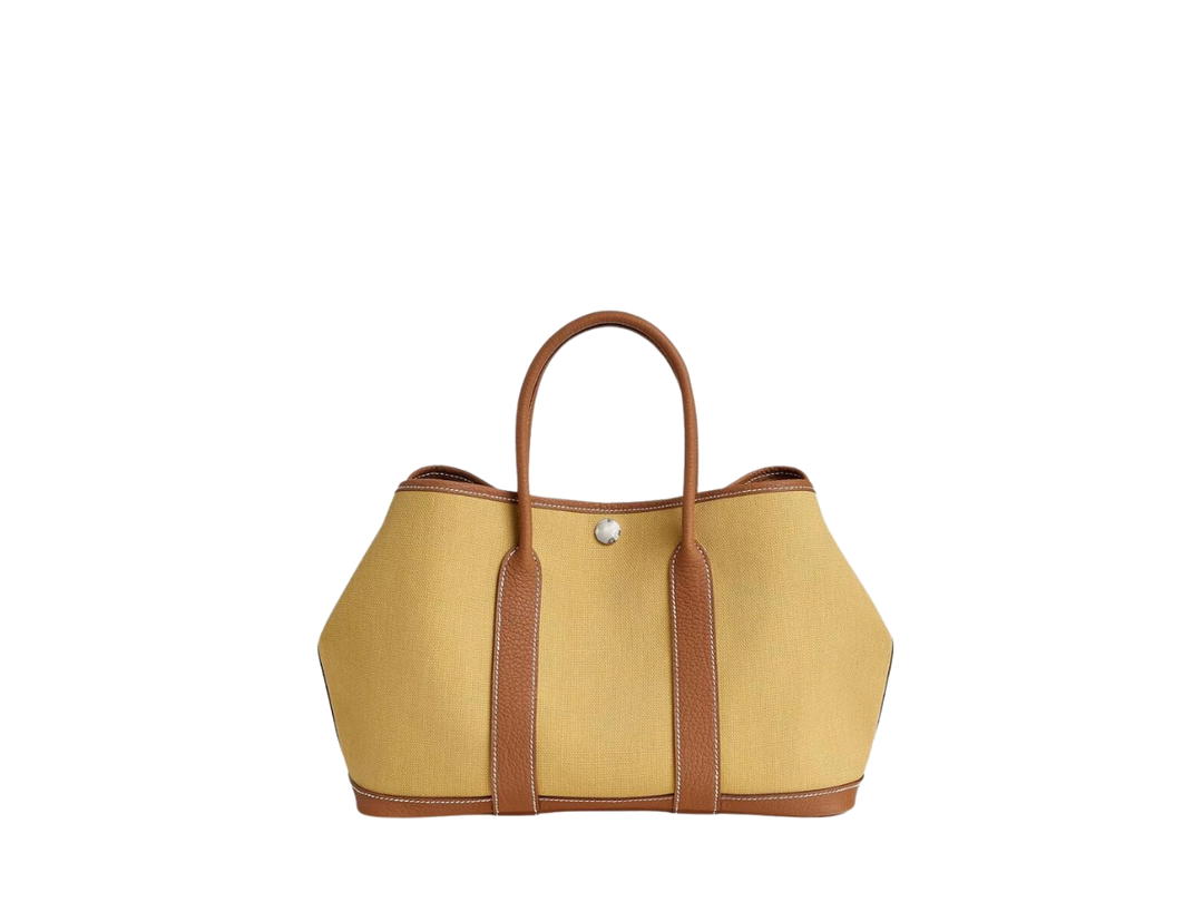 Hermes Hermes Garden Party 30 Bag In Negonda Canvas With Palladium Hardware Ginger-Gold