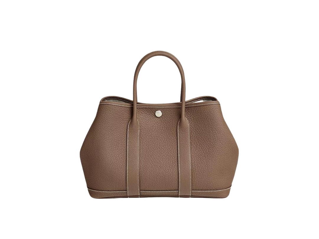 Hermes Hermes Garden Party 30 Bag In Negonda With Palladium-Plated Etoupe