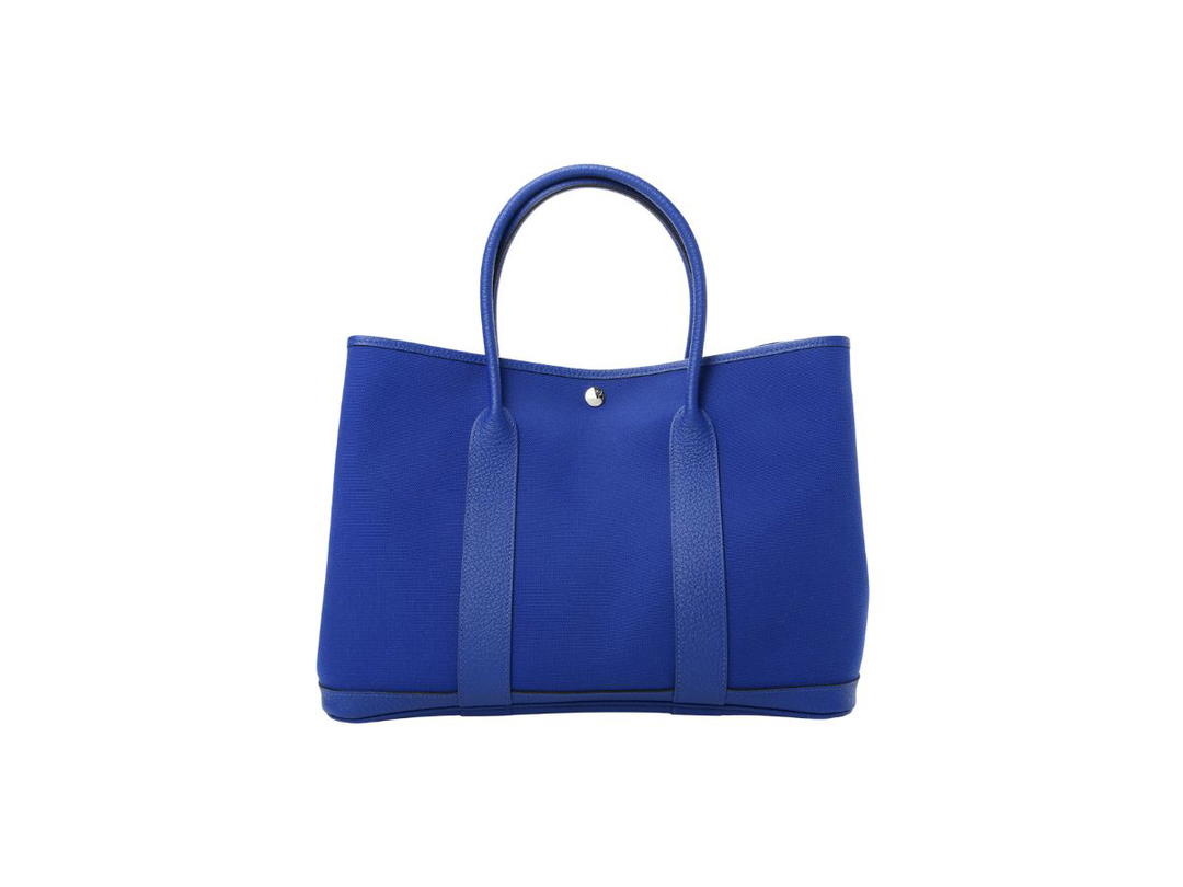 Hermes Hermes Garden Party 36 In Toile And Veau Négonda Leather With Palladium Hardware Bleu Electrique