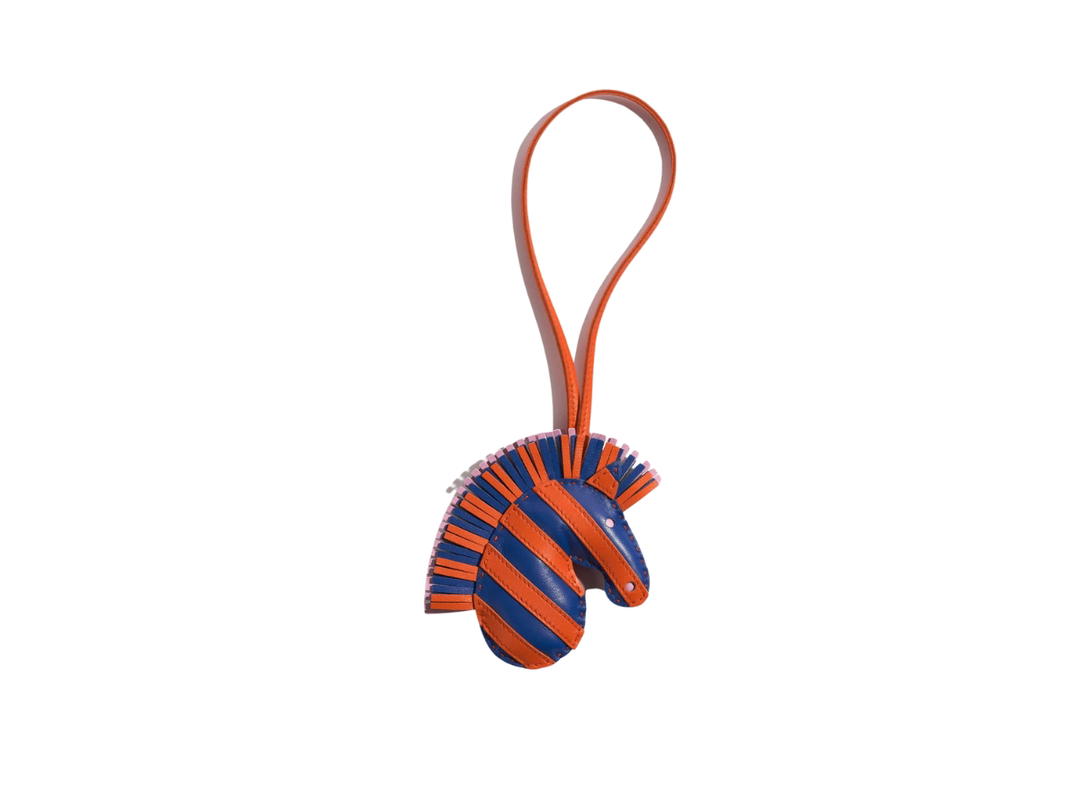Hermes Hermes Geegee Savannah Charm In Milo Lambskin Bleu de France Orange Poppy Mauve Sylvestre