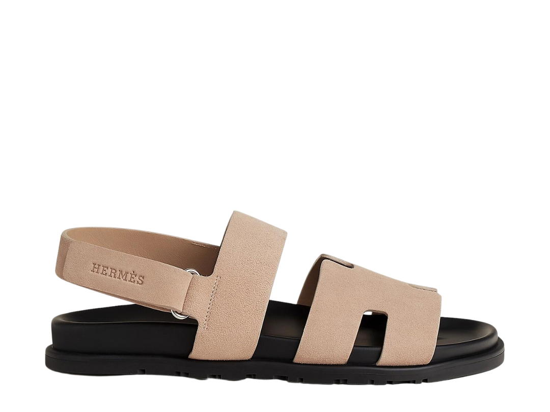 Hermes Hermes Genius Sandal In Suede Goatskin With Anatomical Rubber Sole And Adjustable Strap Beige Argile