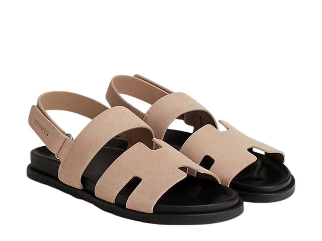 Hermes Hermes Genius Sandal In Suede Goatskin With Anatomical Rubber Sole And Adjustable Strap Beige Argile - view 2
