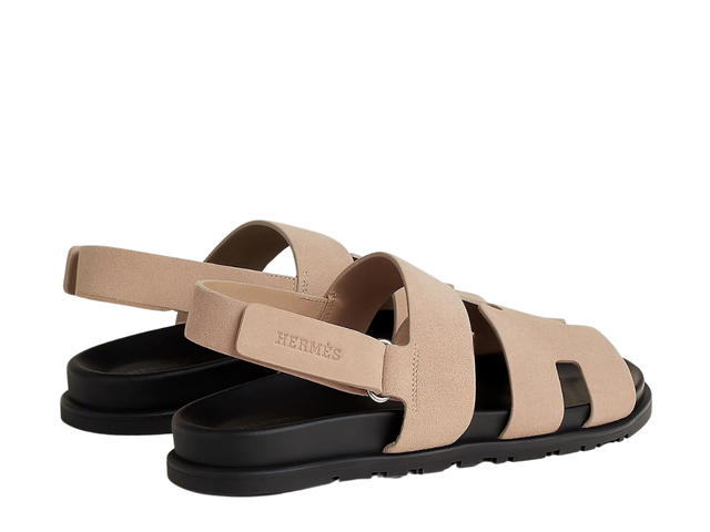 Hermes Hermes Genius Sandal In Suede Goatskin With Anatomical Rubber Sole And Adjustable Strap Beige Argile - view 3