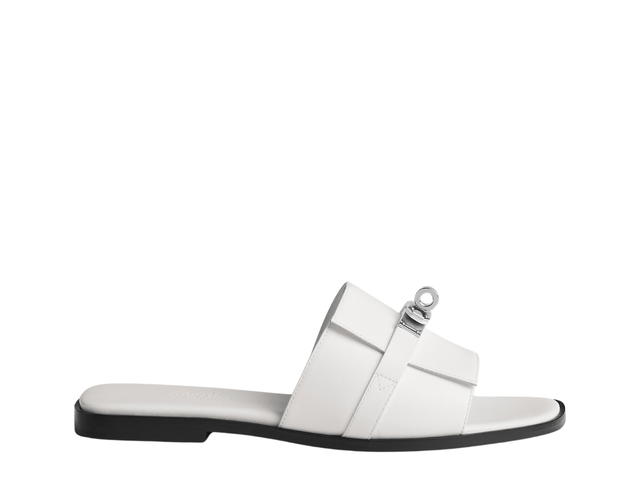 Hermes Hermes Giulia Sandal In Calfskin With Iconic Palladium-Plated Kelly Buckle Blanc - view 1