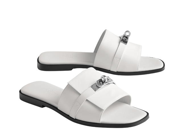 Hermes Hermes Giulia Sandal In Calfskin With Iconic Palladium-Plated Kelly Buckle Blanc - view 2