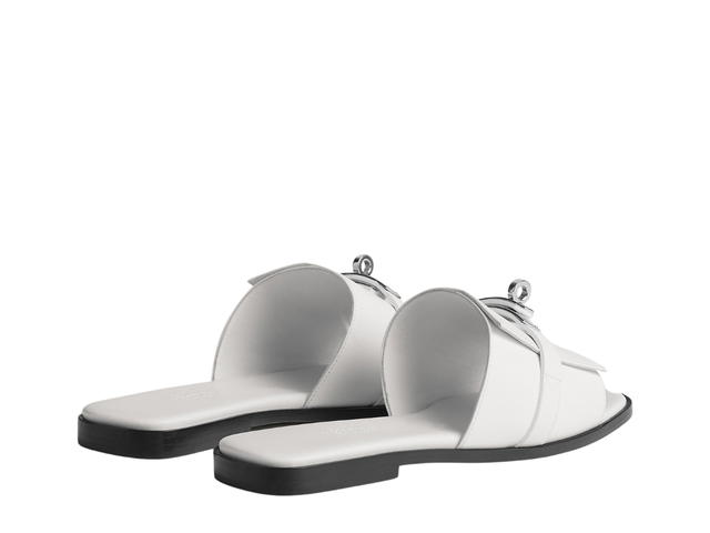Hermes Hermes Giulia Sandal In Calfskin With Iconic Palladium-Plated Kelly Buckle Blanc - view 3