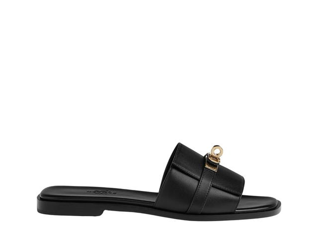 Hermes Hermes Giulia Sandal In Calfskin With Iconic Permabrass-Plated Kelly Buckle Noir - view 1