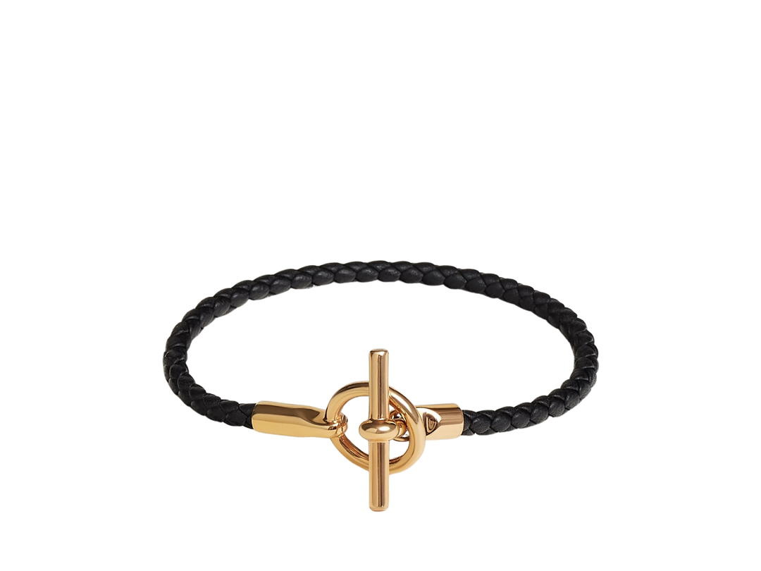 Hermes Hermes Glenan Bracelet In Swift Calfskin With Gold-Plated Glenan Closure Noir