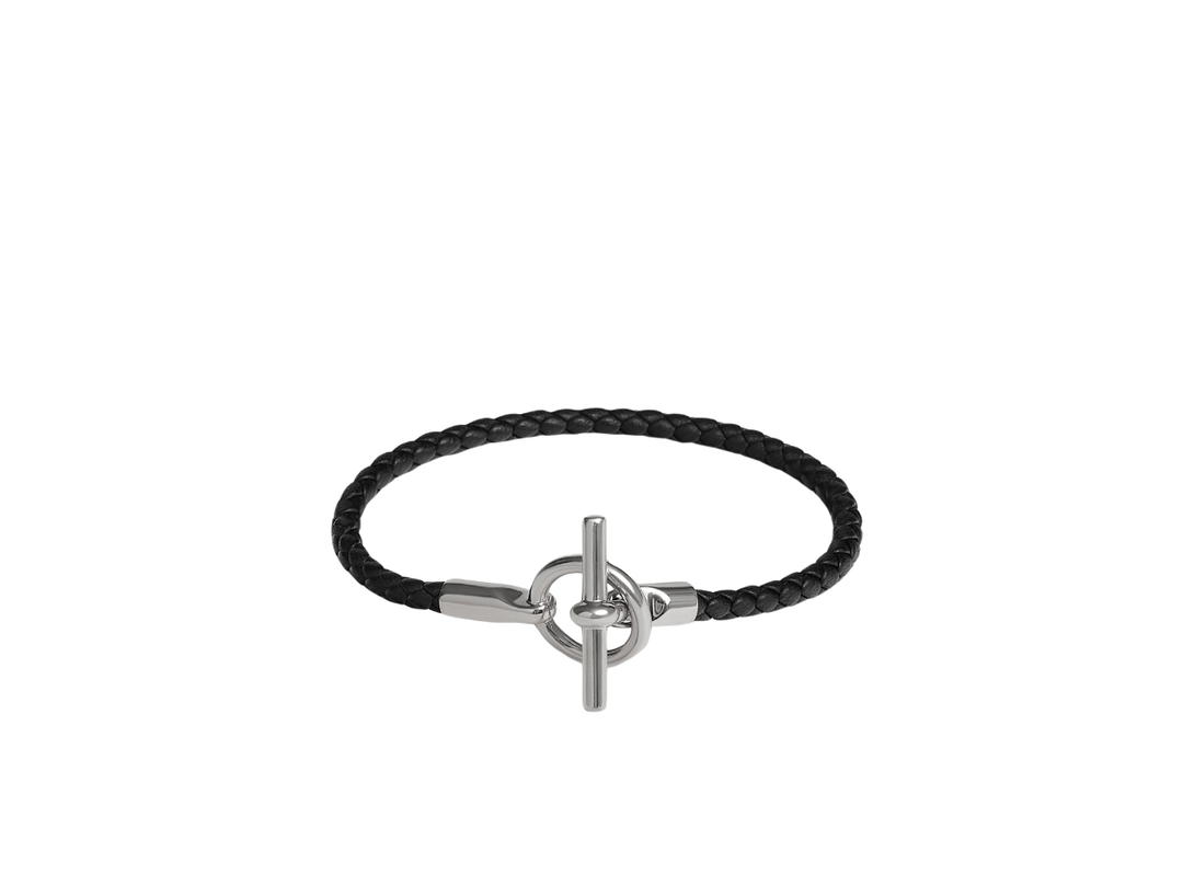 Hermes Hermes Glenan Bracelet In Swift Calfskin With Palladium-Plated Jumbo Closure Noir