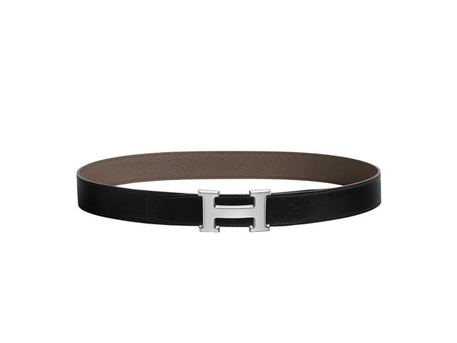 Hermes Hermes H Belt Buckle & Reversible Leather Strap 32 MM In Box 135 And Togo Calfskin With Palladium-Plated Metal Noir-Étain - view 1