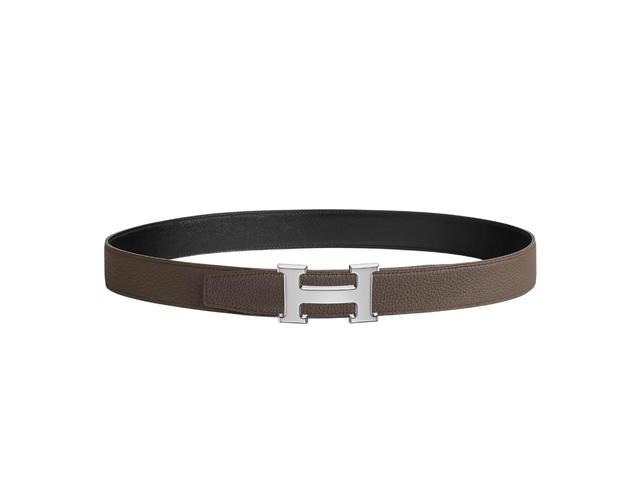 Hermes Hermes H Belt Buckle & Reversible Leather Strap 32 MM In Box 135 And Togo Calfskin With Palladium-Plated Metal Noir-Étain - view 2