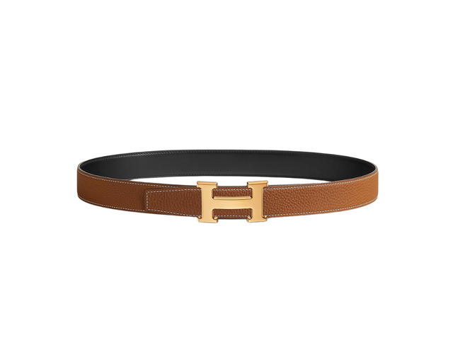 Hermes Hermes H Belt Buckle & Reversible Leather Strap 32 MM In Togo Calfskin With Gold Plated Metal Noir Gold - view 2