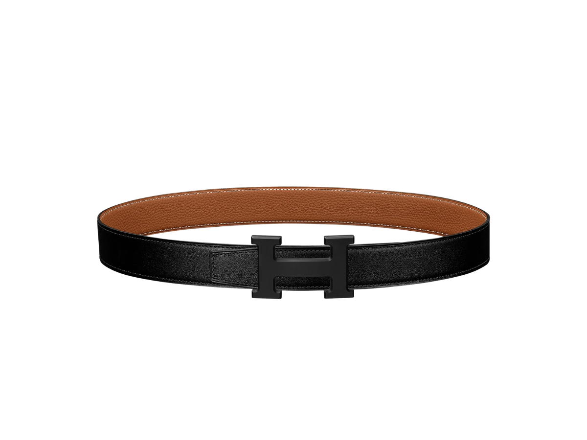 Hermes Hermes H Belt Buckle & Reversible Leather Strap 32 mm Noir Hardware Noir Gold