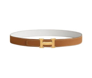 Buy Hermes H Belt Buckle And Reversible Leather Strap 32 MM In Brushed Gold-Plated Metal Gold-Blanc at Sasom – Authentic and Ready to Ship