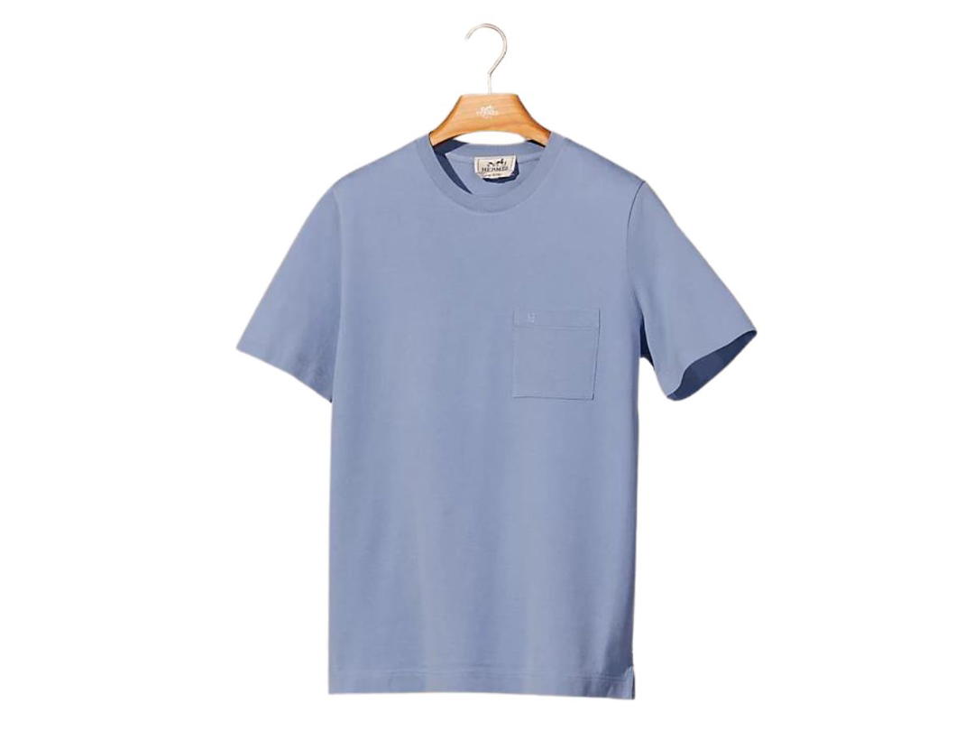 Hermes Hermes H Embroidered T-Shirt Bleu Ciel