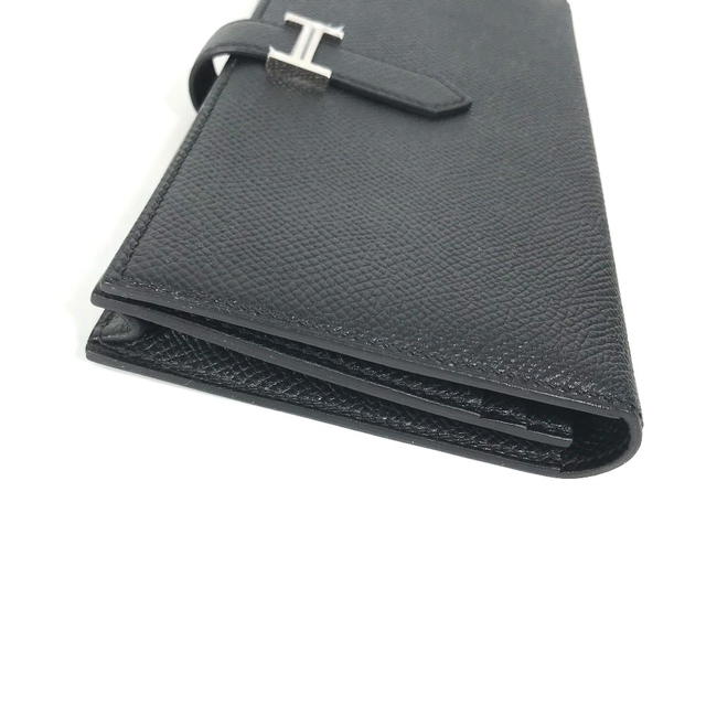 Hermes HERMES H logo Bearn Souffle 2-fold Long Wallet Epsom Black/SilverHardware - view 4