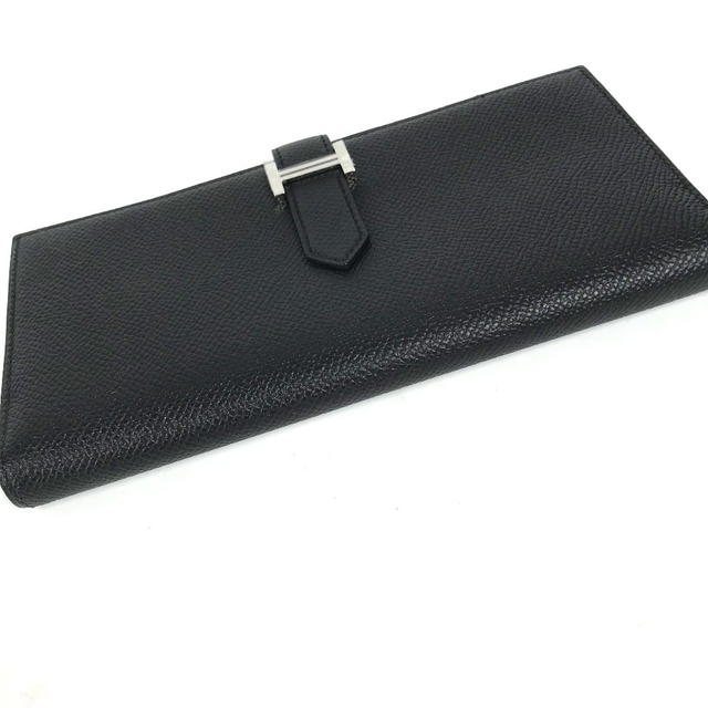 Hermes HERMES H logo Bearn Souffle 2-fold Long Wallet Epsom Black/SilverHardware - view 5