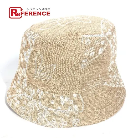 Buy HERMES H231001N pile Hat Gene bucket hat bob hat cotton Beige/White at Sasom – Authentic and Ready to Ship
