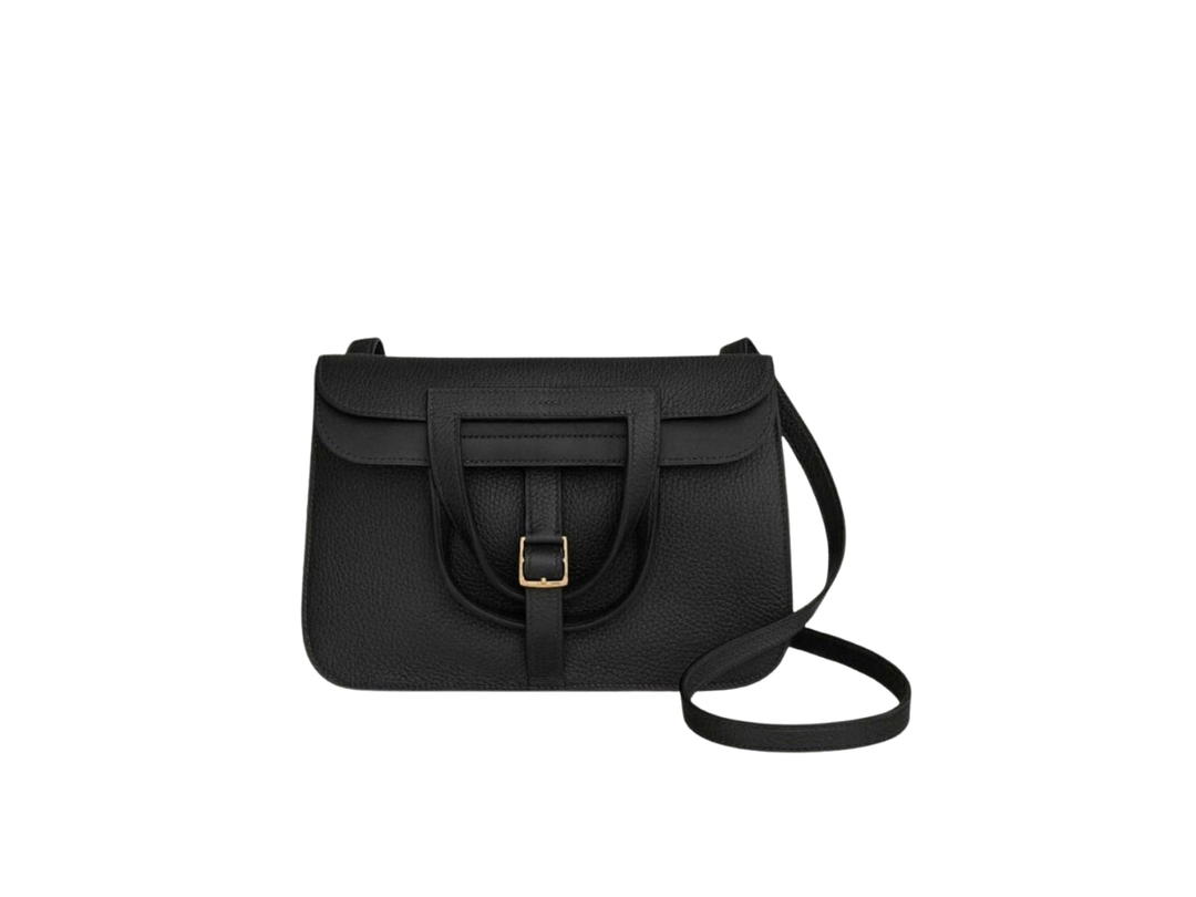 Hermes Hermes Halzan 25 Bag In Clemence Leather With Gold Noir