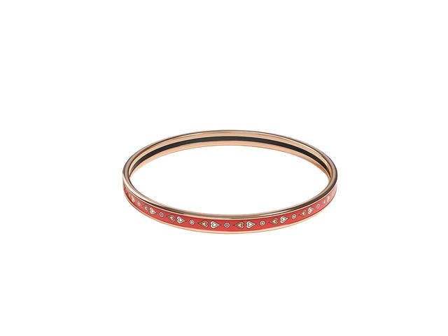 Hermes Hermes Harnais De Coeur Bangle In Harnais De Coeur Printed Enamel With Rose Gold-plated Hardware Faubourg Rouge - view 1