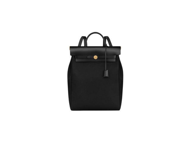 Hermes Hermes Herbag A Dos Zip Retourne Backpack In Quadricolor Military Canvas With Gold Plated Noir-Noir - view 1