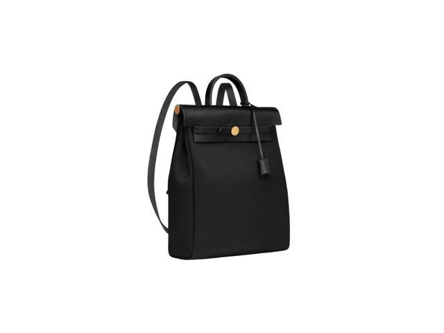 Hermes Hermes Herbag A Dos Zip Retourne Backpack In Quadricolor Military Canvas With Gold Plated Noir-Noir - view 2