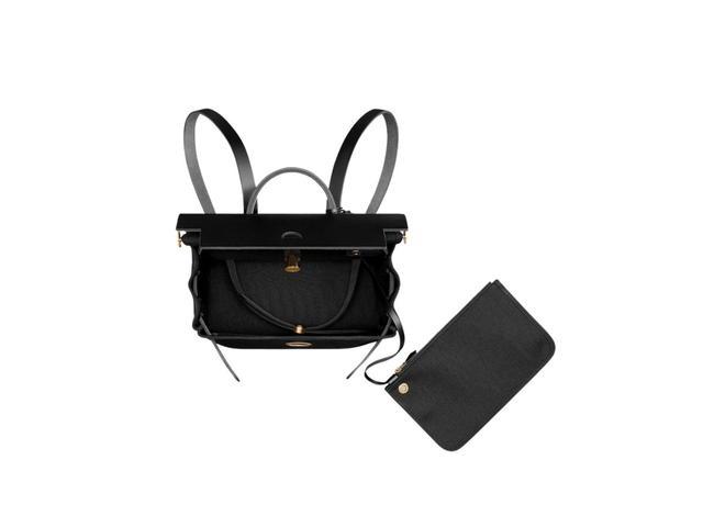 Hermes Hermes Herbag A Dos Zip Retourne Backpack In Quadricolor Military Canvas With Gold Plated Noir-Noir - view 3