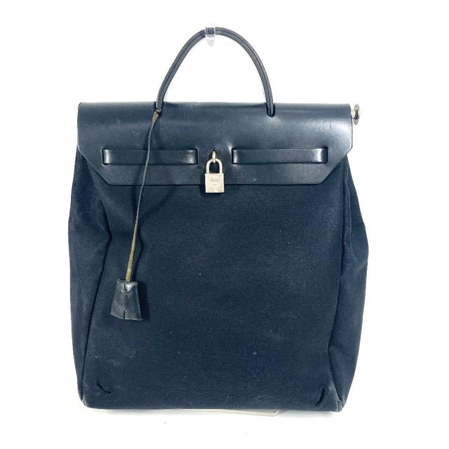 Hermes HERMES Herbag ad PM Handbag Tote Bag Hand Bag Leather/Canvas Black - view 2