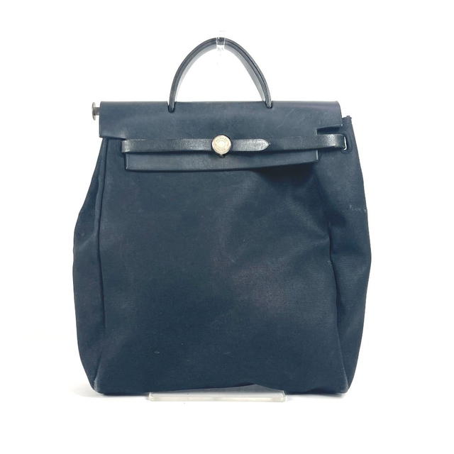 Hermes HERMES Herbag ad PM Handbag Tote Bag Hand Bag Leather/Canvas Black - view 3