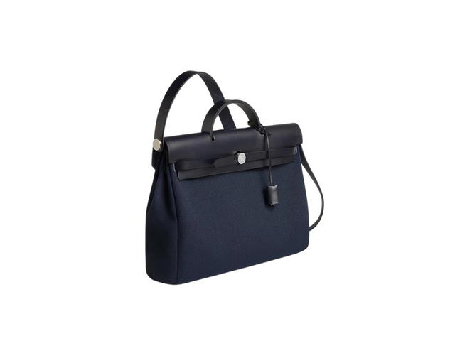 Hermes Hermes Herbag Messenger 39 Bag In Military Canvas With Palladium-Plated Bleu Marine-Bleu Indigo - view 2